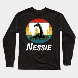 Loch Ness Monster Retro Dark Monster Crawler Cryptid Creature Long Sleeve T-Shirt